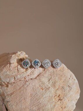Museori Rainbow Blue Moissanite Stud Earrings 925 Silver
